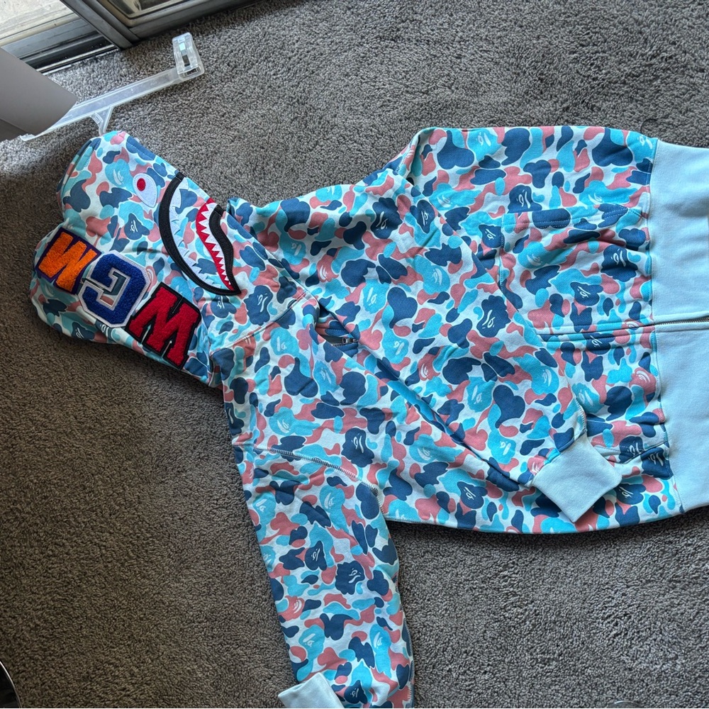 Bape Multicolor Camo Shark Hoodie